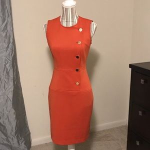 Calvin Klein Orange Sheath Dress Sz 2